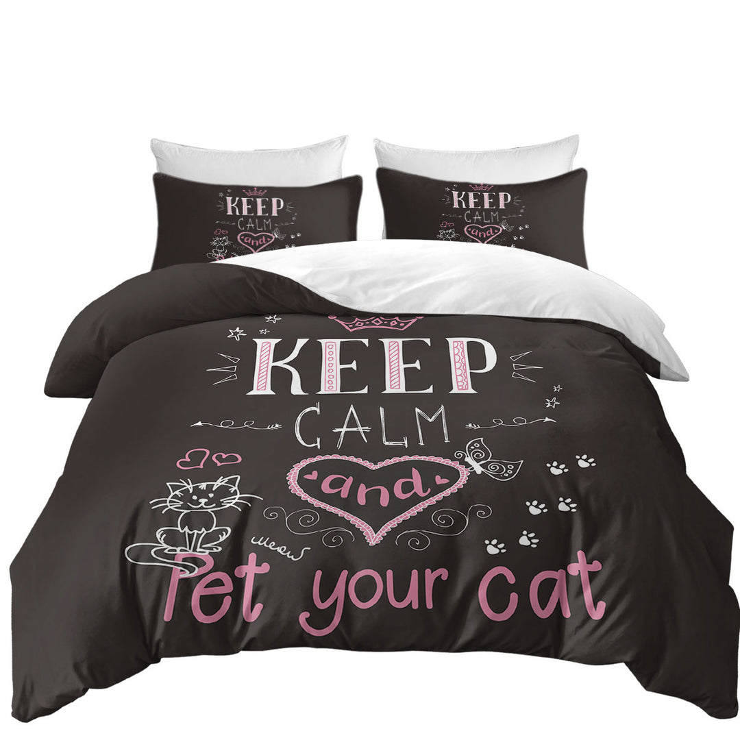 Coverlet with Keep Calm and Pet Your Cat Lovers Quote