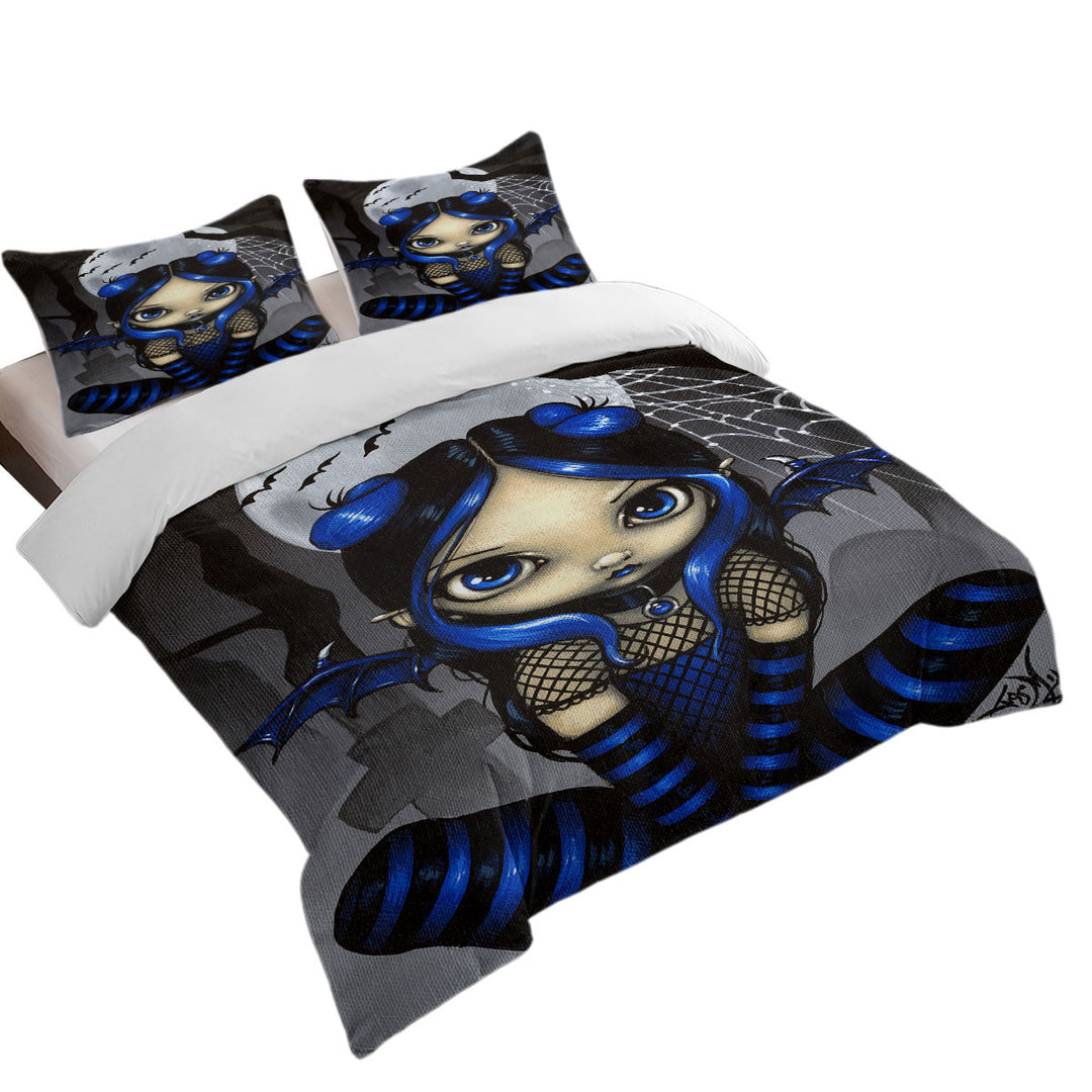 Coverlet with Little Batty Goth Girl and Bats