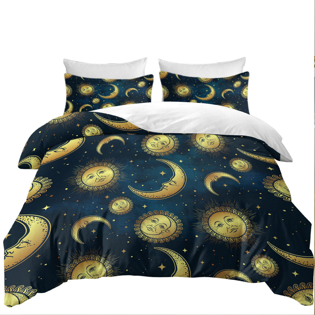 Coverlet with Moon and Sun in Space