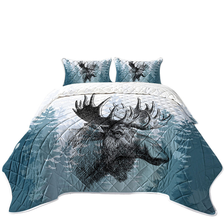 Coverlet with Moose Drawing