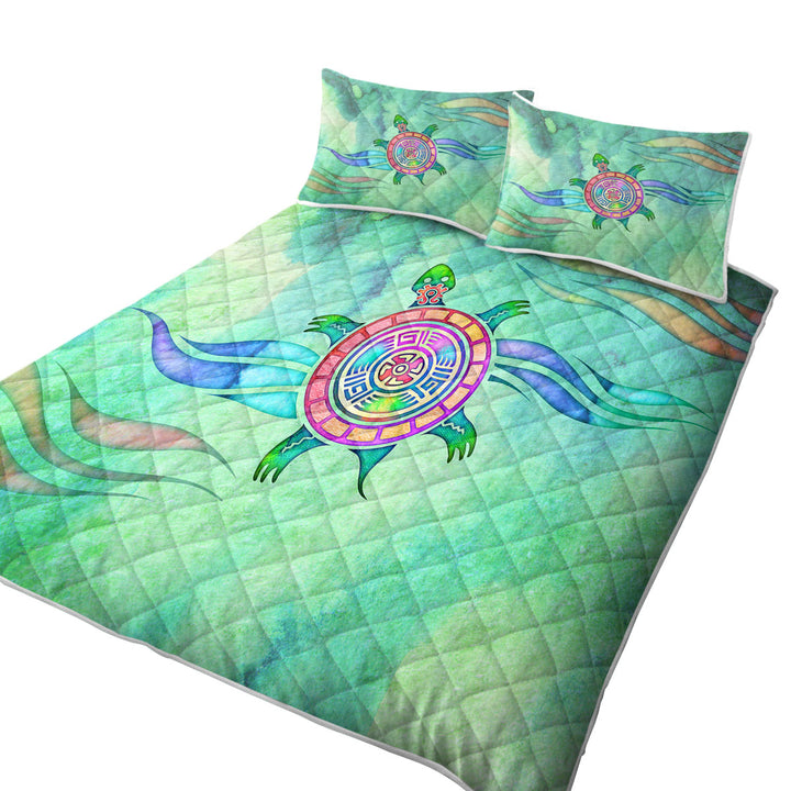 Coverlet with Native American Animal Art Painted Turtle