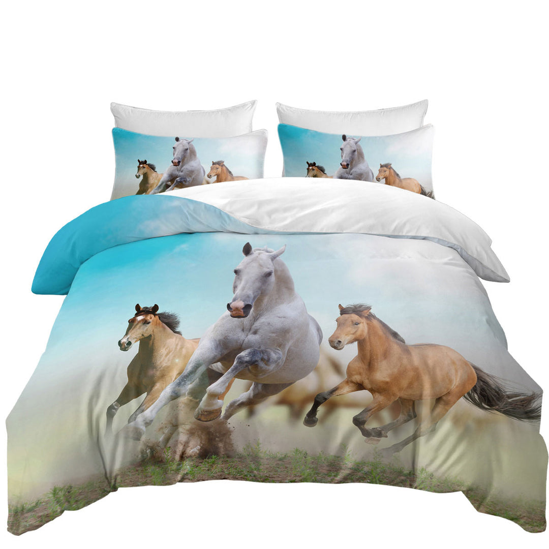 Coverlet with Running Wild Horses