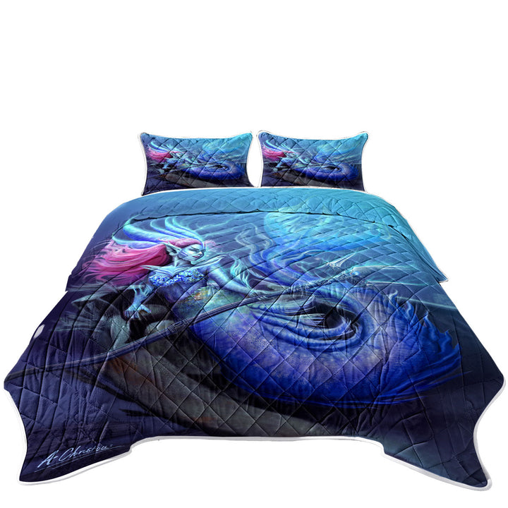 Coverlet with The Underwater Protector Beautiful Mermaid