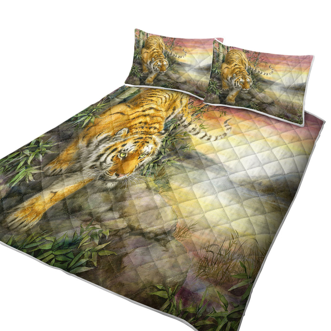 Coverlet with Wild Animal Art Tiger at Sunrise Dawn