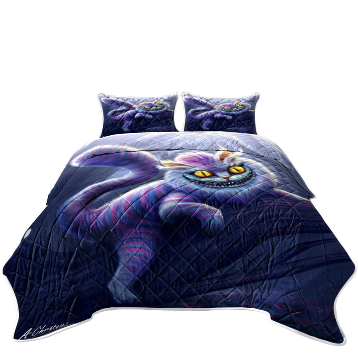 Coverlet with Wonderland Purple Cat