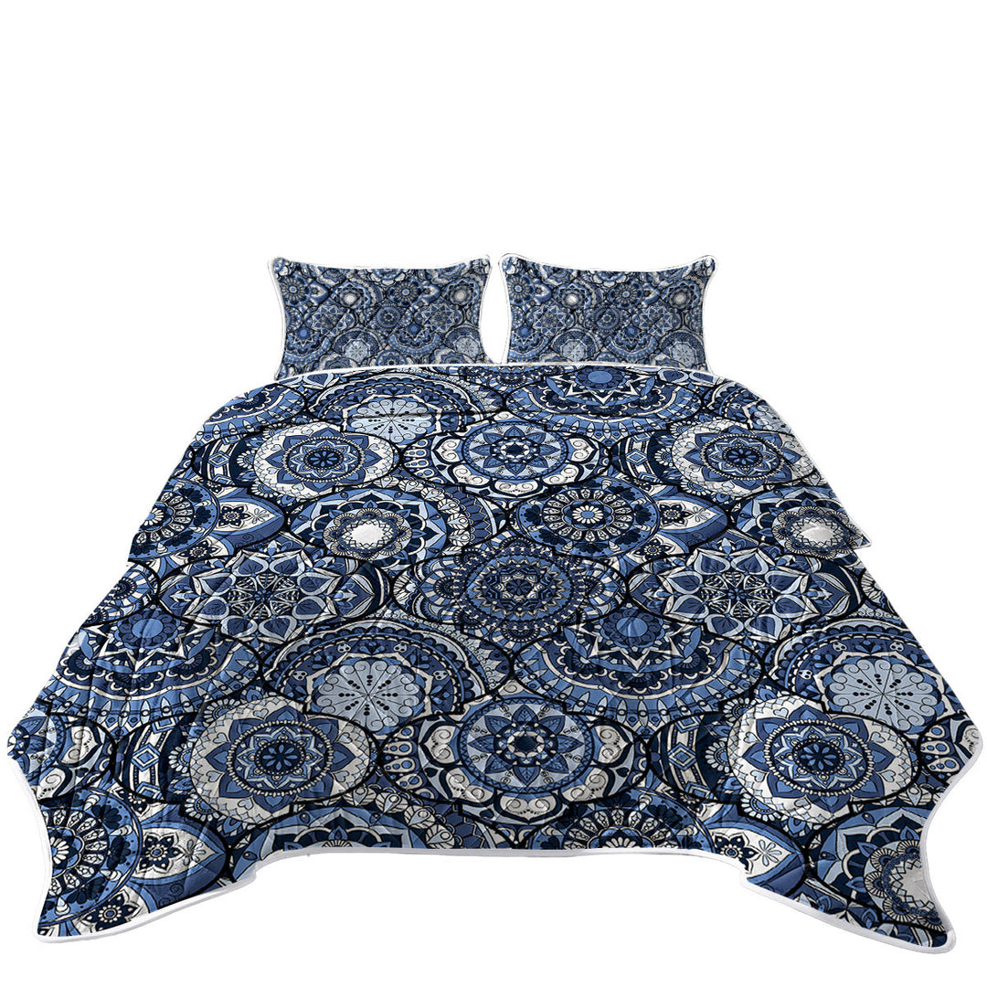 Coverlets with A Pile of Blue Oriental Mandalas