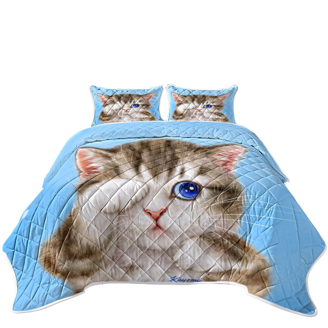 Coverlets with Adorable Baby Blue Eyes Kitty Cat