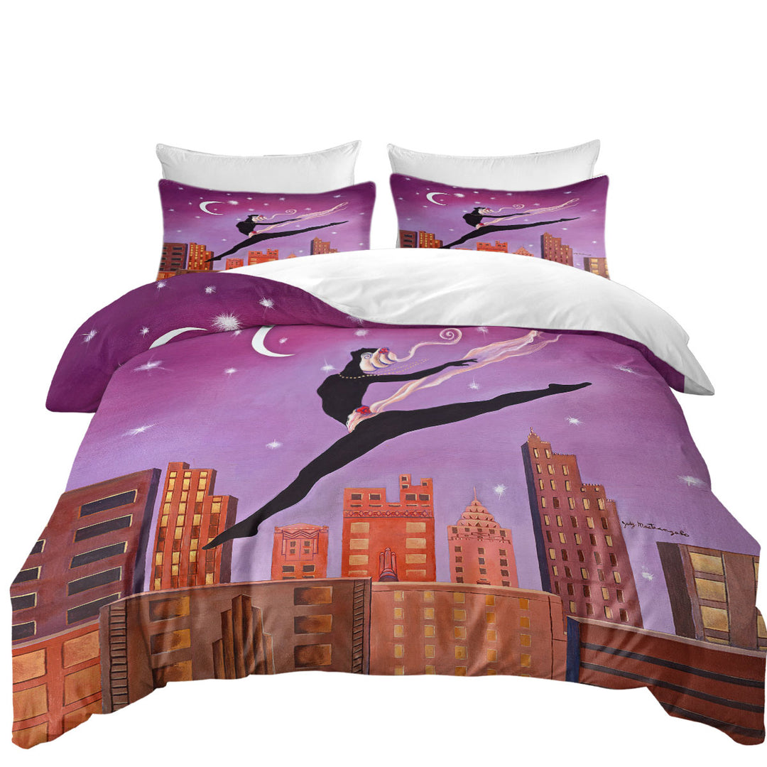 Coverlets with Art Deco Leap Night City Dancing Painting