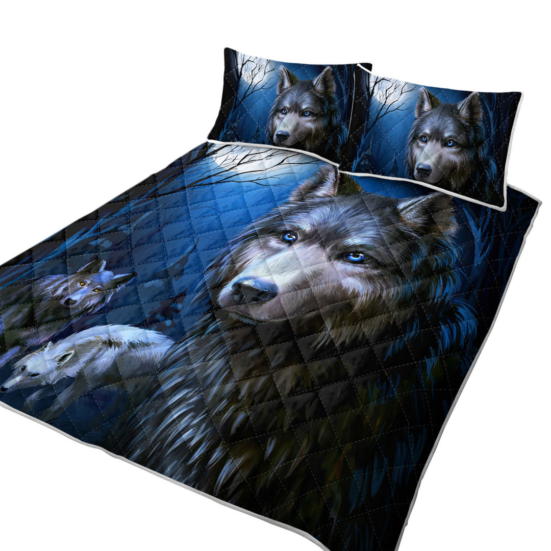 Coverlets with Art Painting Wolves Night