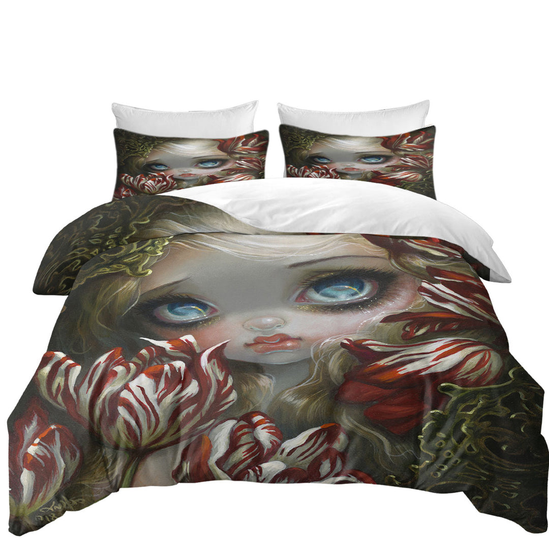 Coverlets with Art Painting the Language of Flowers Tulips Girl