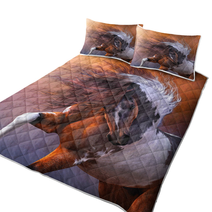 Coverlets with Beautiful Brown and White Pinto Horse