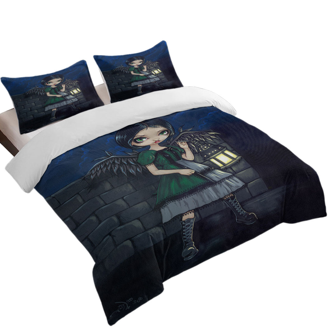 Coverlets with Big Eyed Beautiful Angel Lighting the Way