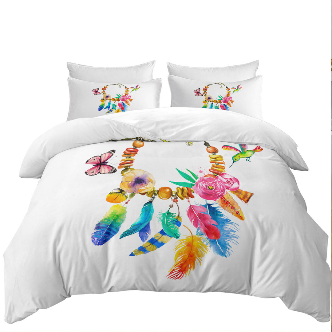 Coverlets with Colorful Feather Necklace