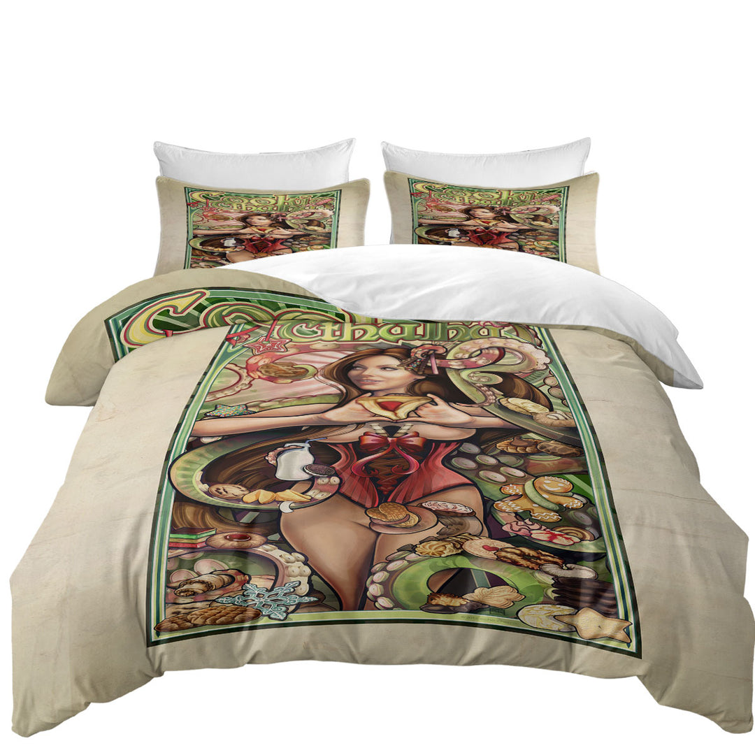 Coverlets with Cool Art Cookie Cthulhu and Sexy Girl