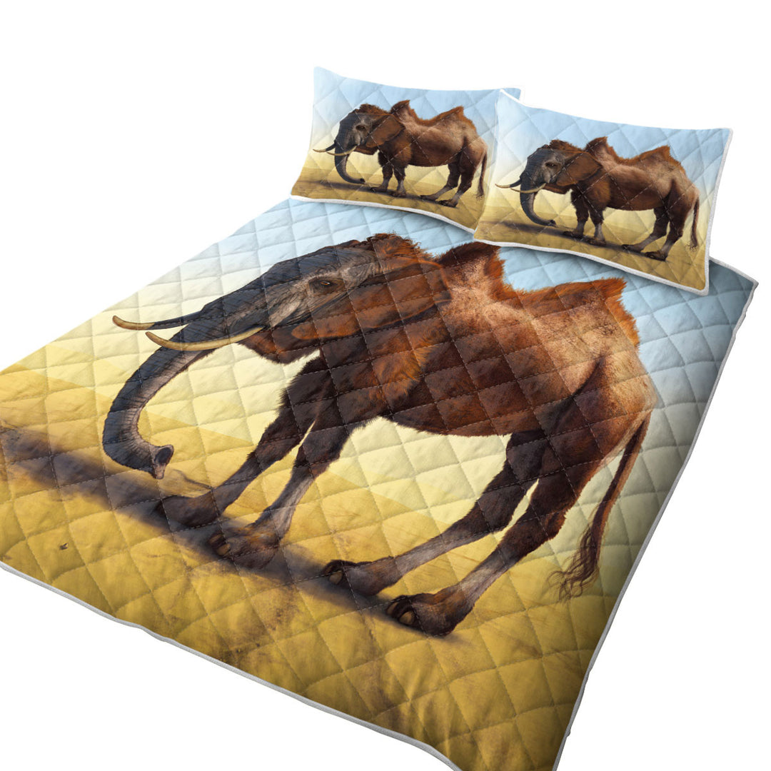 Coverlets with Cool Crazy Animal Art Camel vs Elephant Camelephant