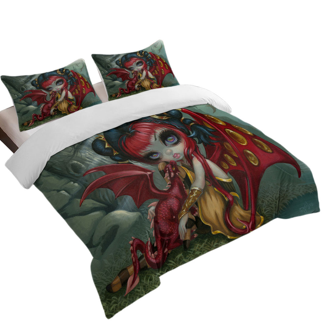 Coverlets with Cool Fantasy Dragon Fairy and Amber Dragonling