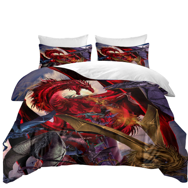 Coverlets with Cool Fantasy Scene Dragon Battle