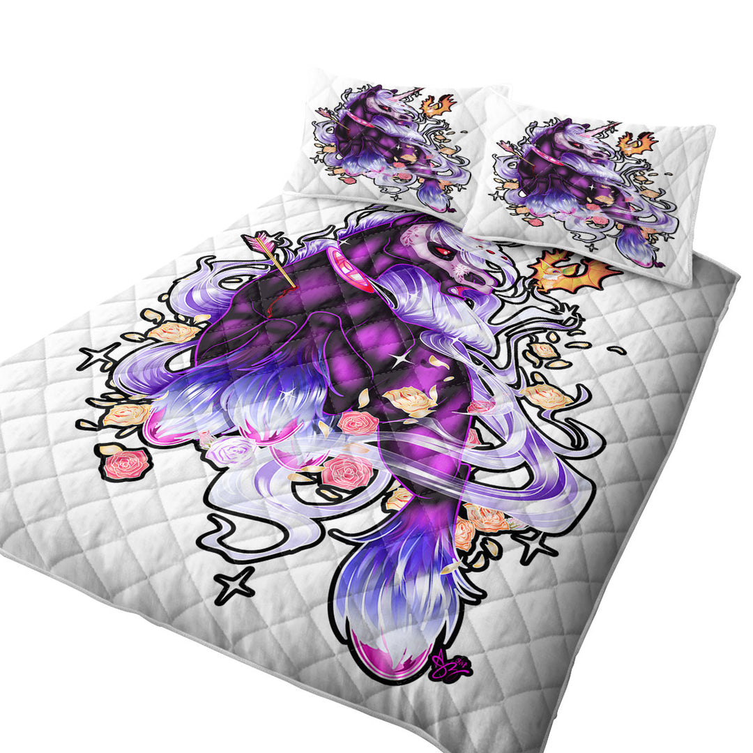 Coverlets with Cool Little Dragon and Purple Unicorn