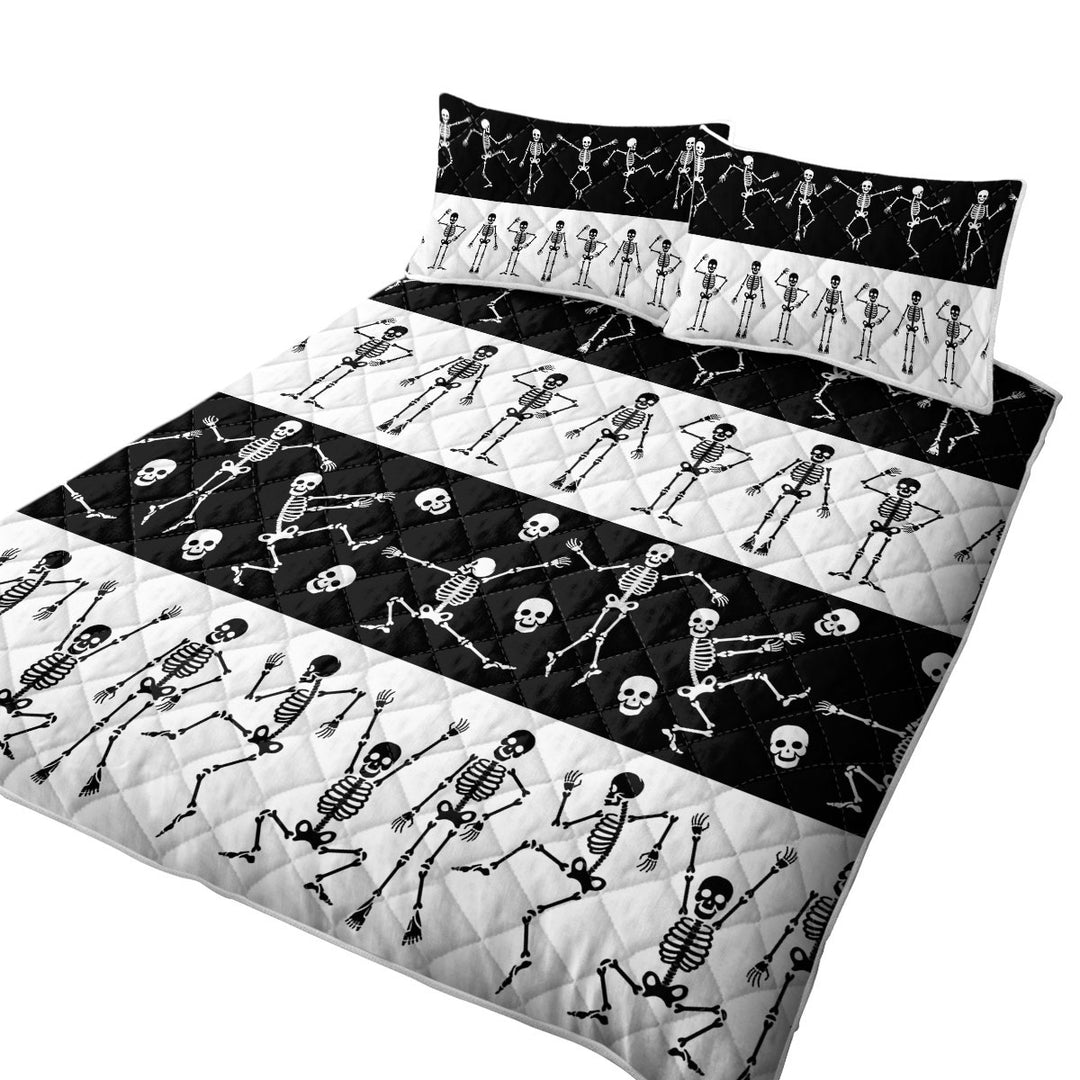 Coverlets with Cool Skeletons in Black White Stripes