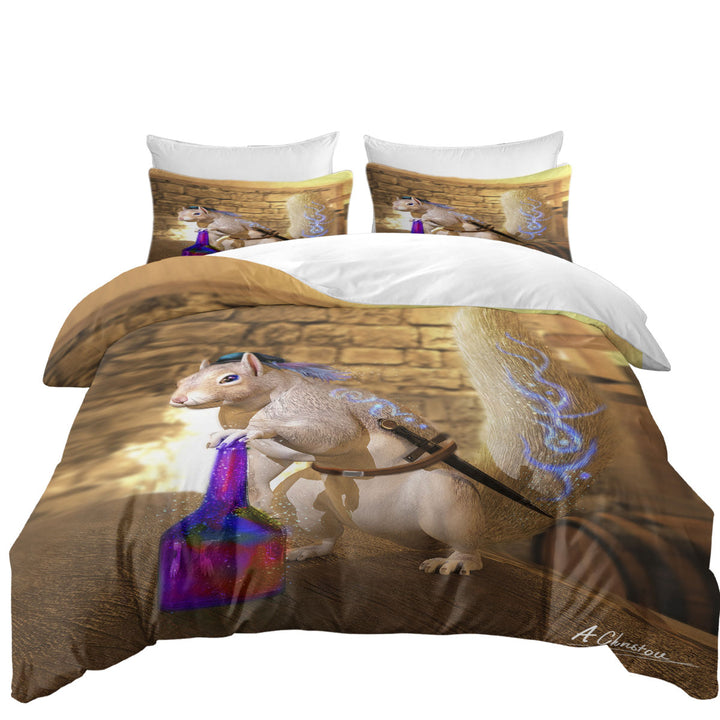 Coverlets with Cute Fantasy Art Snowspeed the Squirrel