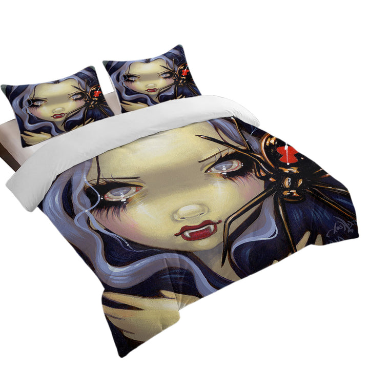 Coverlets with Faces of Faery _110 Vampire Girl Black Widow Spider