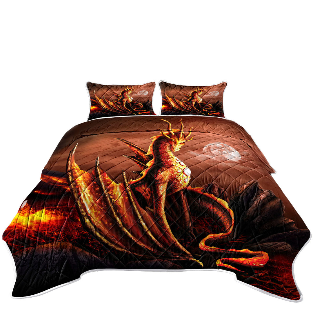 Coverlets with Fantasy Art Alessa the Volcano Lava Dragon