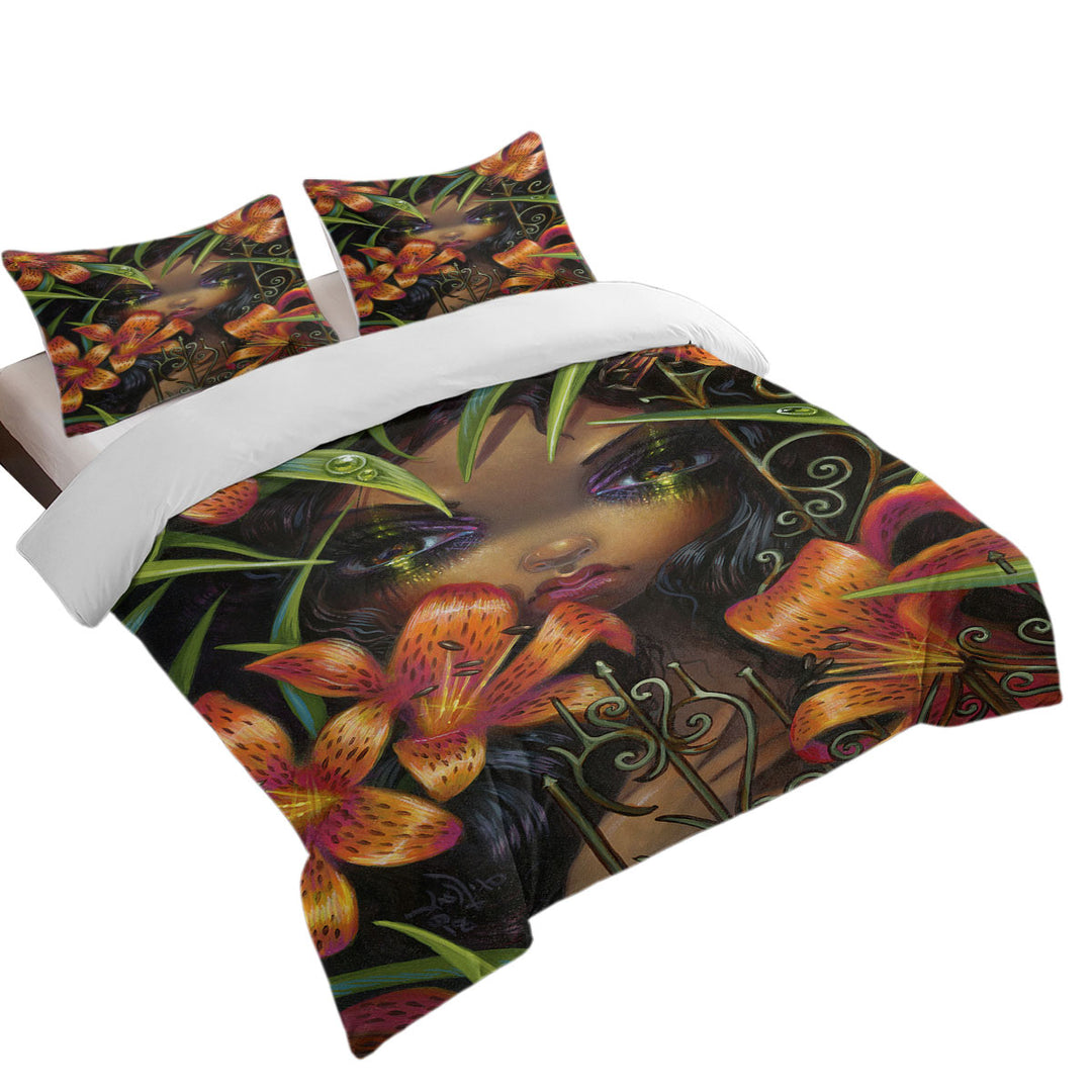 Coverlets with Gothic Art the Language of Flowers Tiger Lily Girl