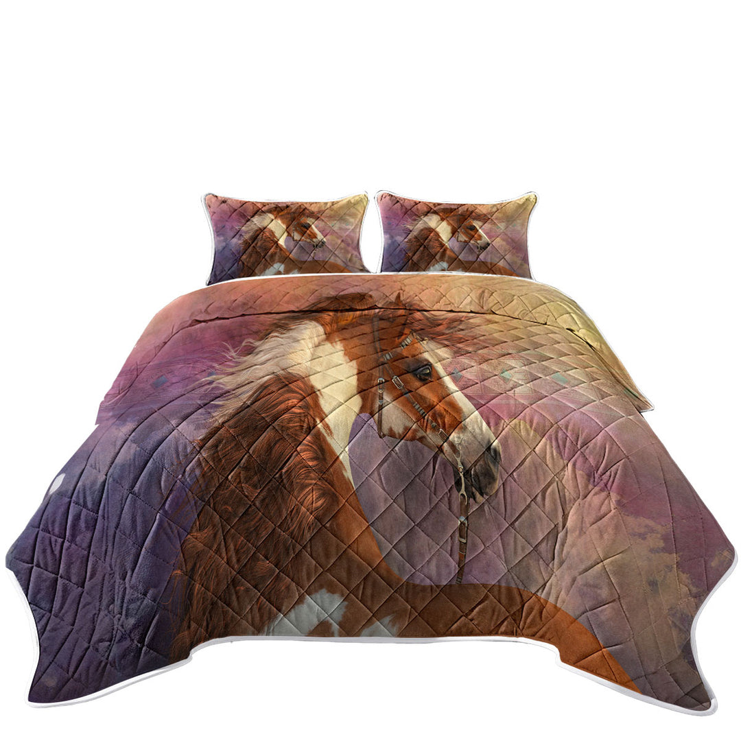 Coverlets with Heart of the West Brown and White Pinto Horse