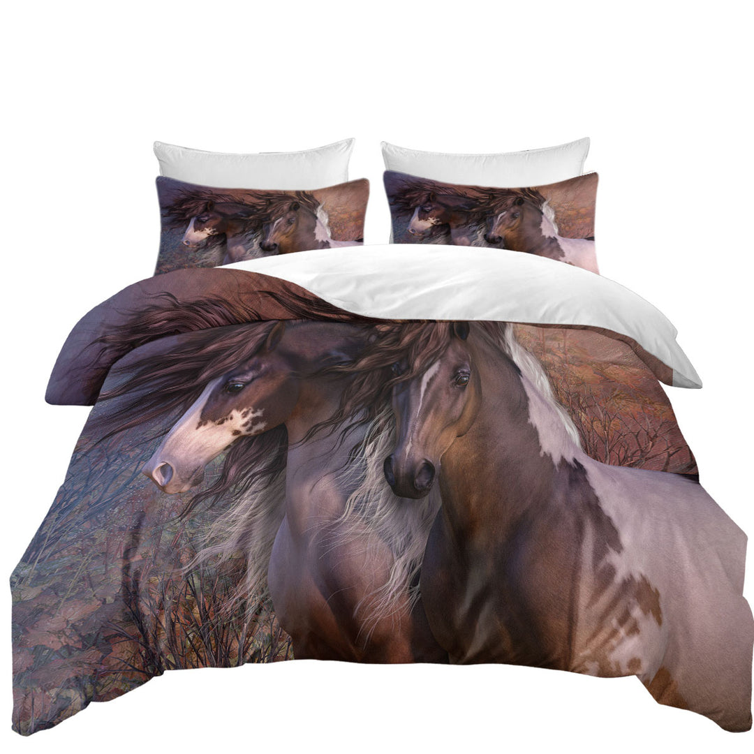 Coverlets with Horse Art the Bachelors Two Attractive Horses