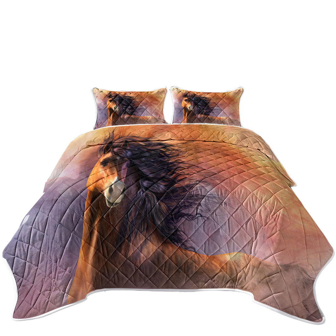 Coverlets with Horses Art Handsome Brown Horse