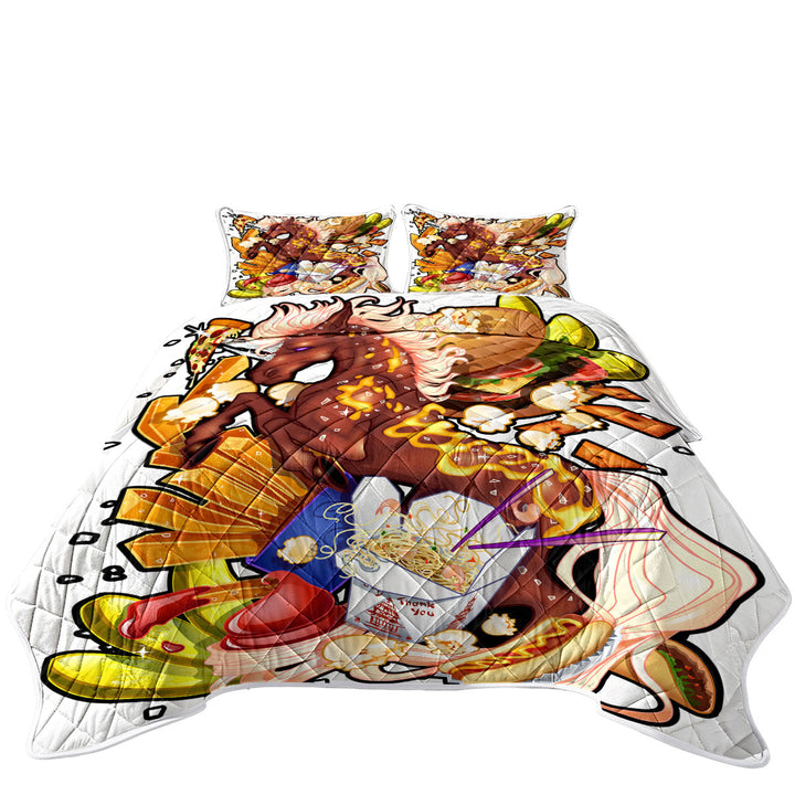 Coverlets with Junk Food Fast Food Funny Unicorn