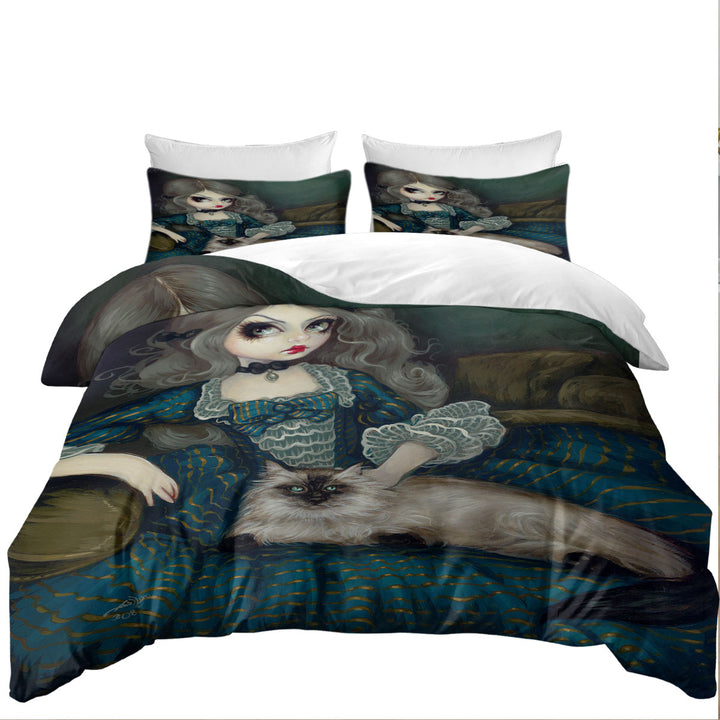 Coverlets with Rococo Portrait Princess with a Himalayan Cat