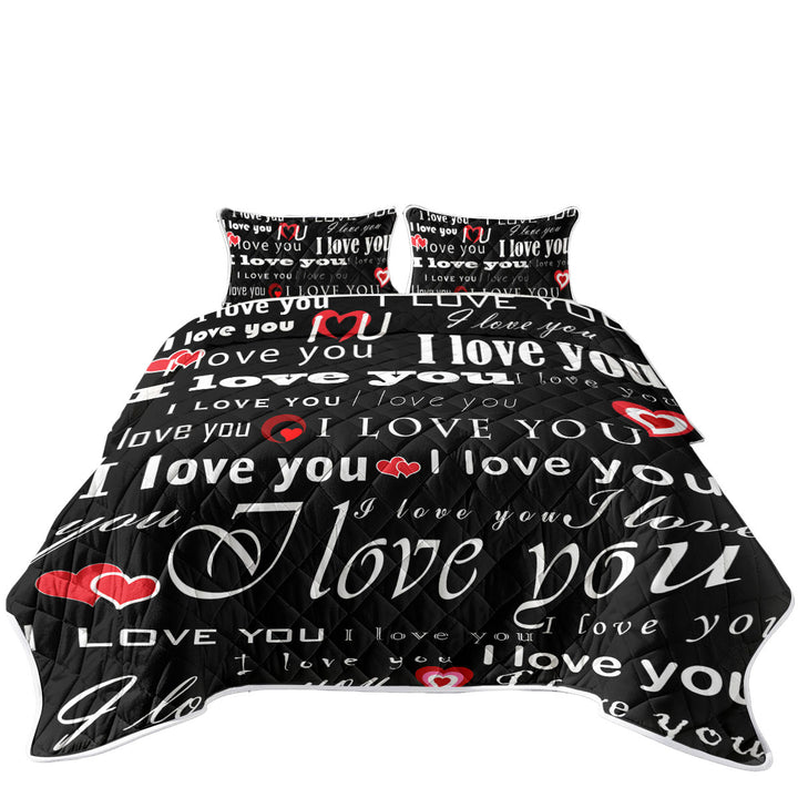 Coverlets with Romantic Quotes I Love You