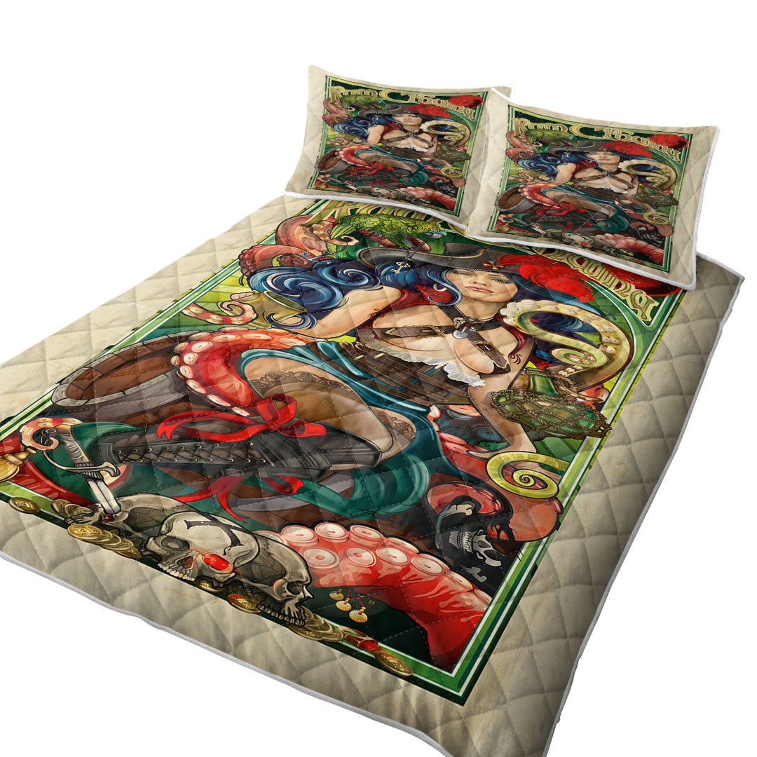 Coverlets with Rum Cthulhu and Pretty Girl Pirate Cool Art