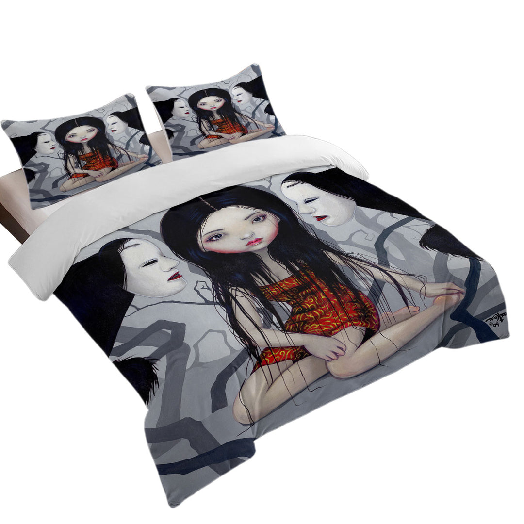 Coverlets with Scary Art Lovely Maiden and Faceless Ghosts