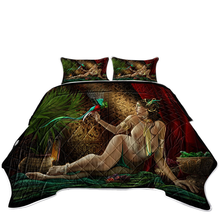 Coverlets with Sexy Woman and Treasured Birds