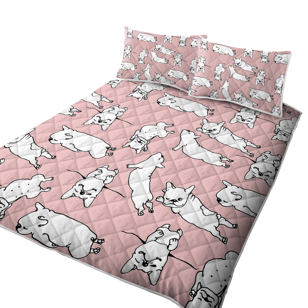 Coverlets with Sleeping Bulldog Puppies