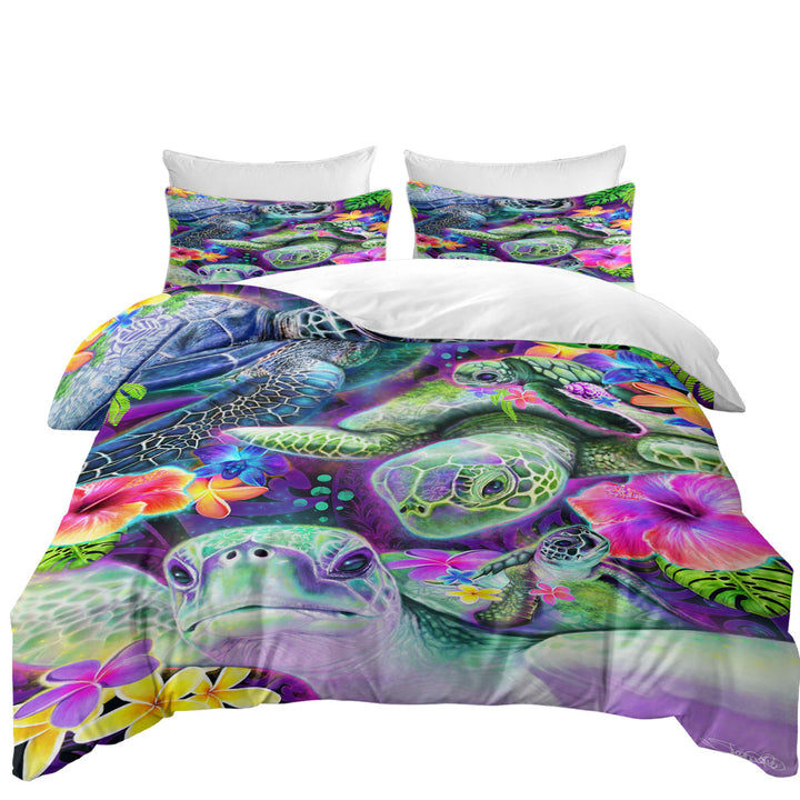 Coverlets with Tropical Flowers and Day Dream Sea Turtles