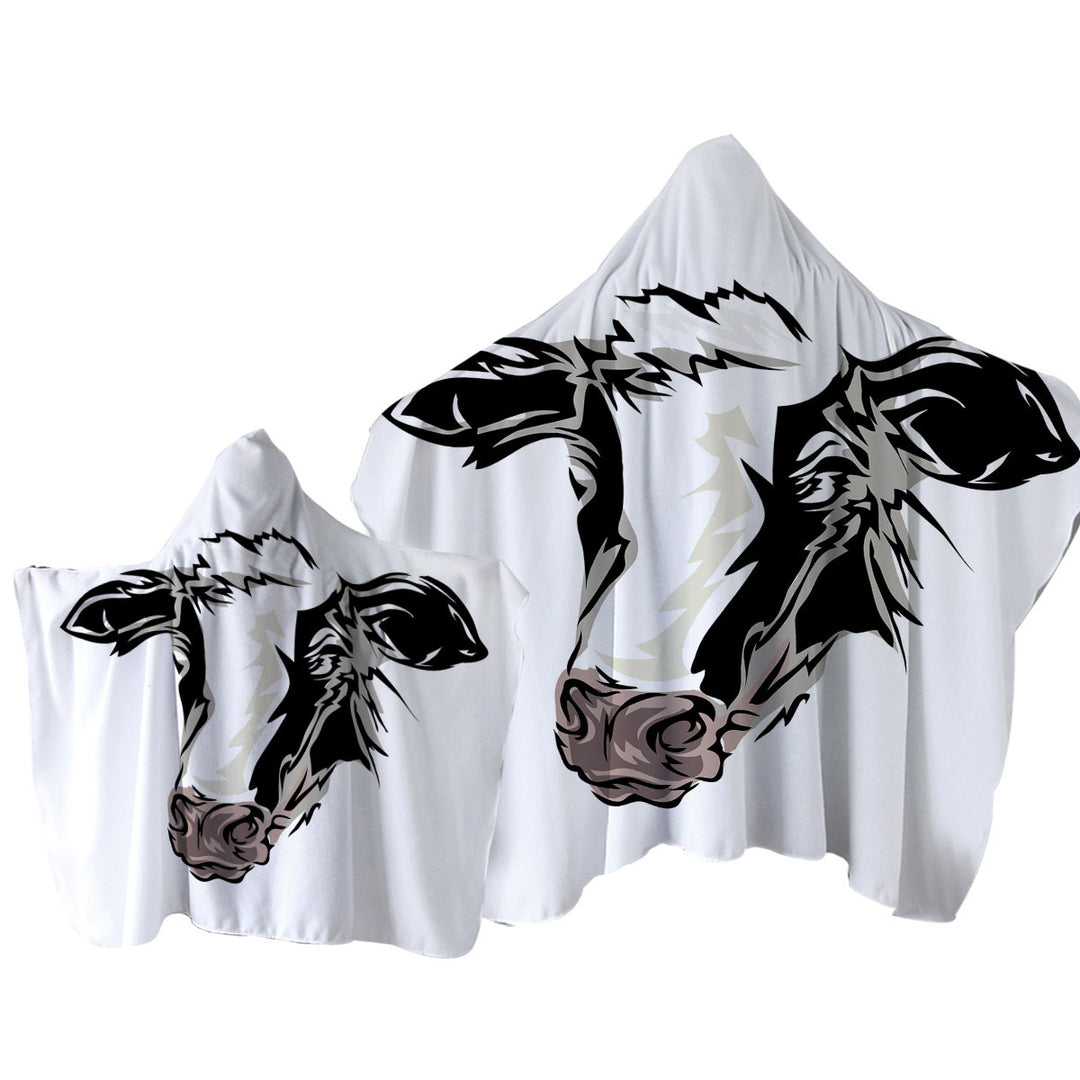 Cow Face Hooded Beach Towel