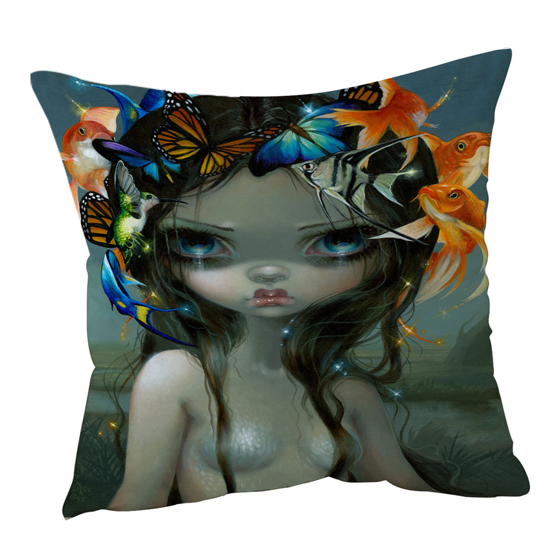 Crown of Air and Water Beautiful Mermaid Throw Cushions