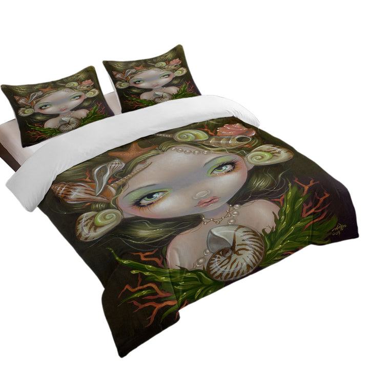 Crown of Shells Beautiful Maiden Mermaid Princess Twin Duvet Covers