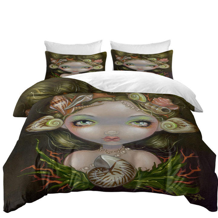 Crown of Shells Beautiful Maiden Mermaid Princess Twin xl Duvet Covers