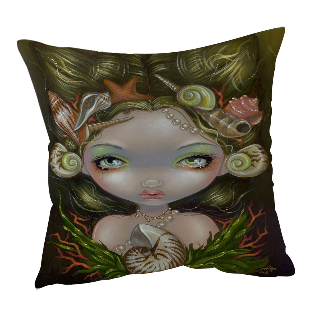 Crown of Shells Beautiful Maiden Mermaid Sofa Pillows