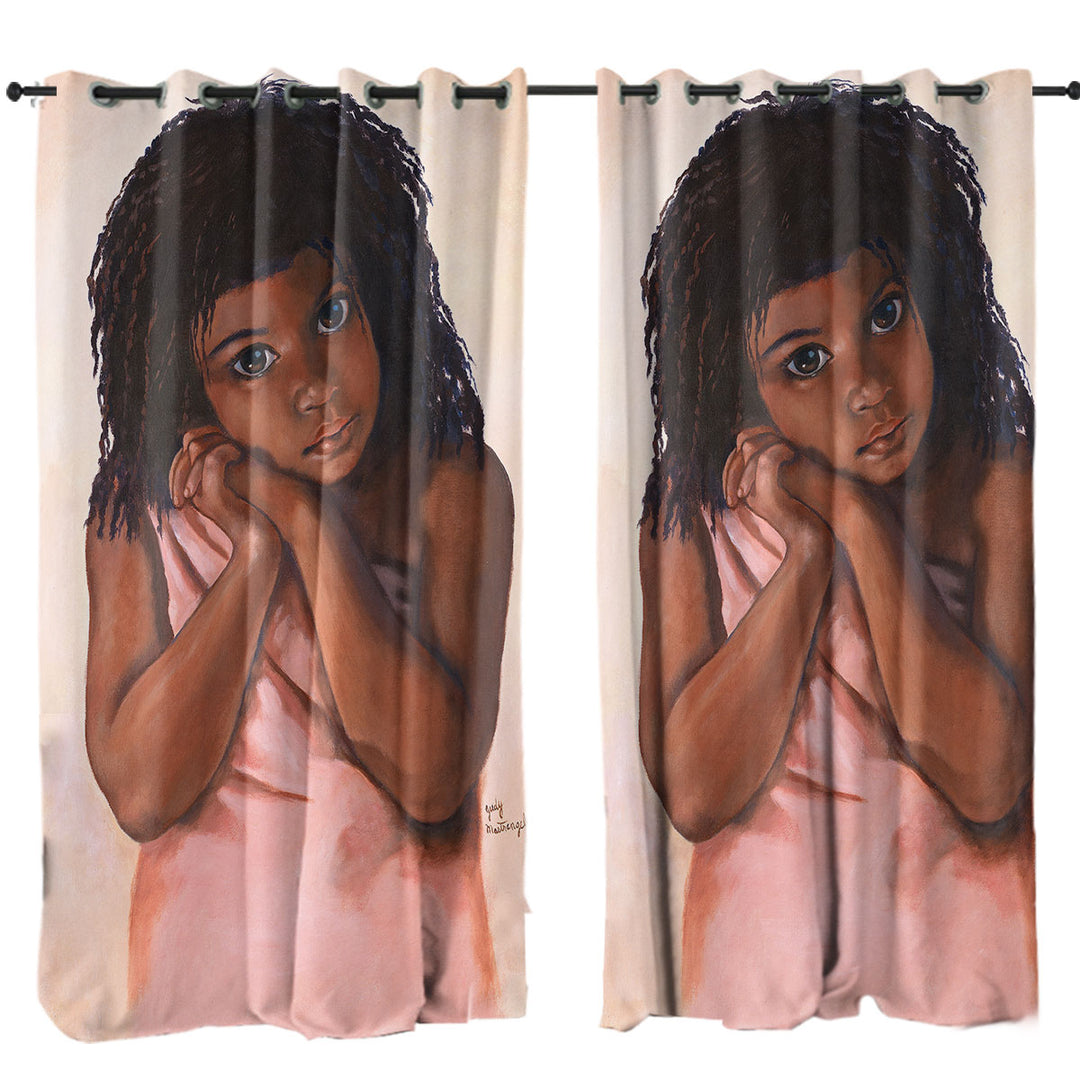 Curtain with Adorable Art Cute Black Girl