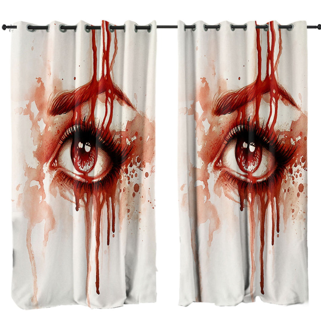 Curtain with Art Painting Bloody Eye Red Tears