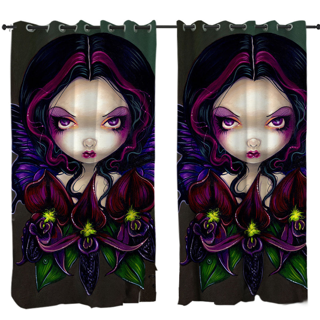 Curtain with Black Orchid Fairy