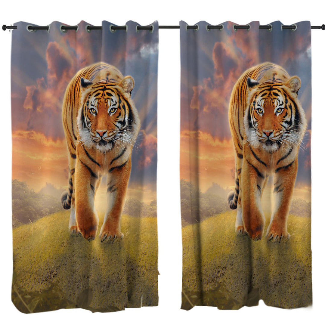 Curtain with Cool Wildlife Animal Art Rising Sun Tiger