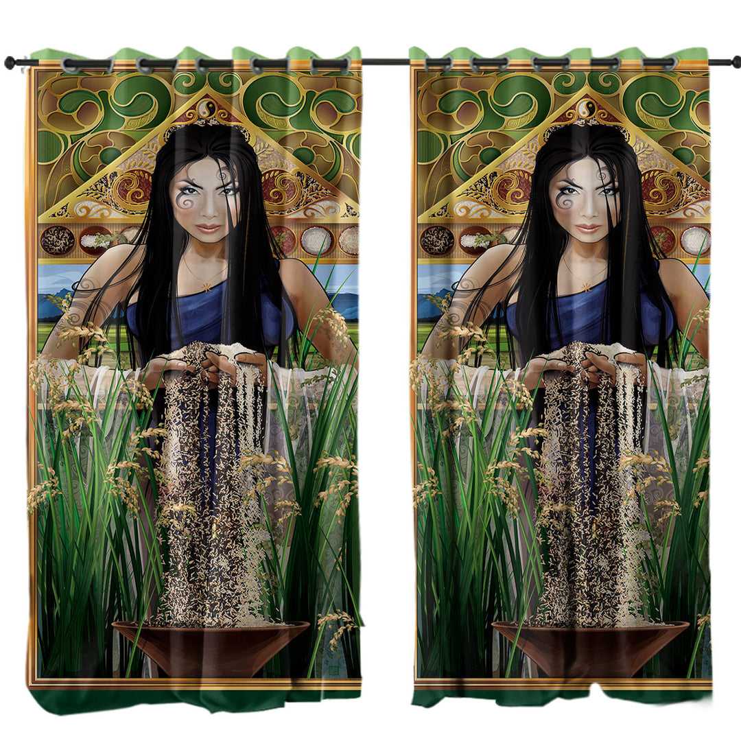 Curtain with Cool Woman Art Goddess of Rice