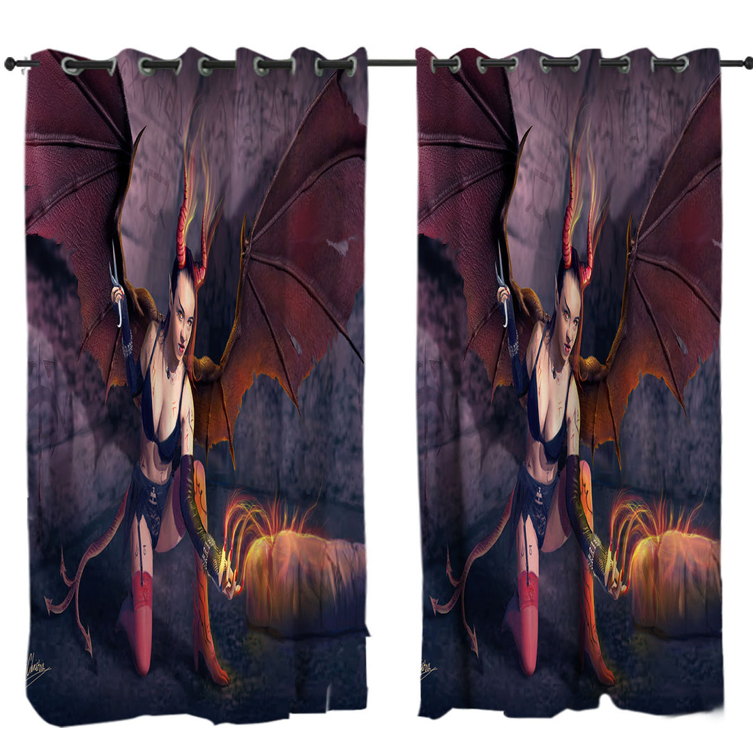 Curtain with Empusa Sexy Dark Angel