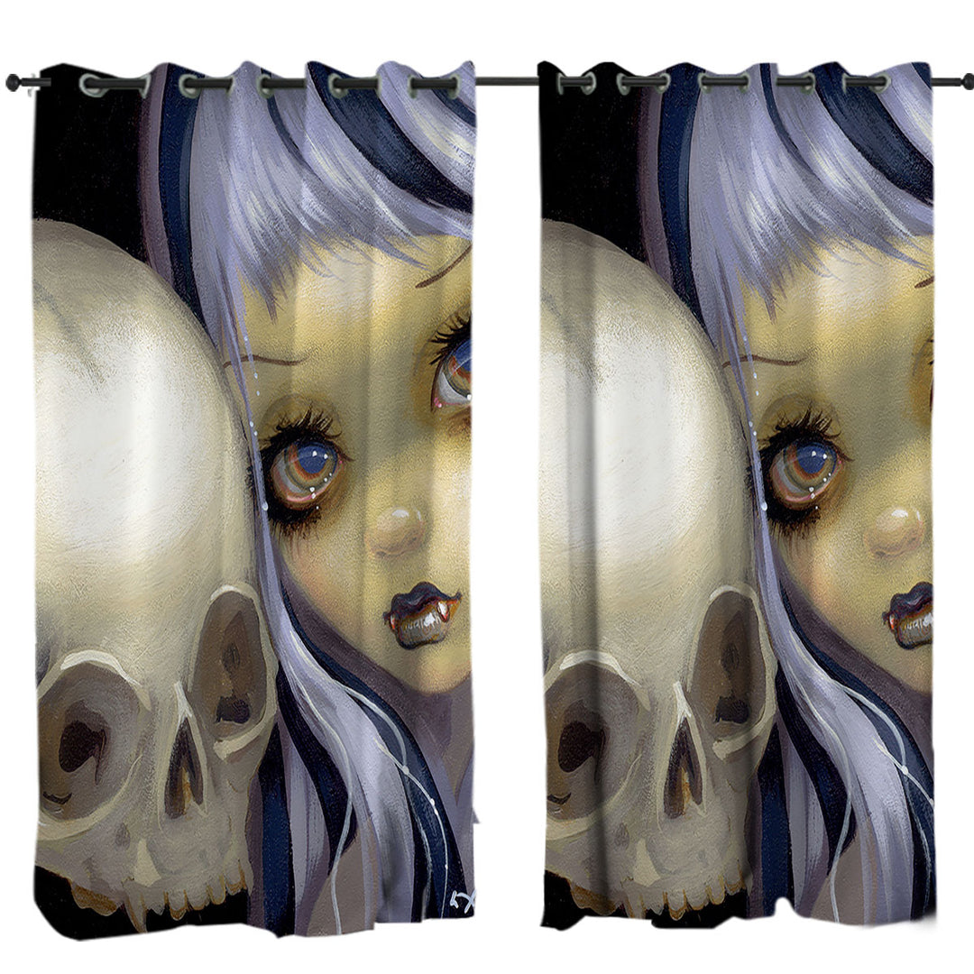 Curtain with Faces of Faery _153 Vampire Girl and Scary Skull